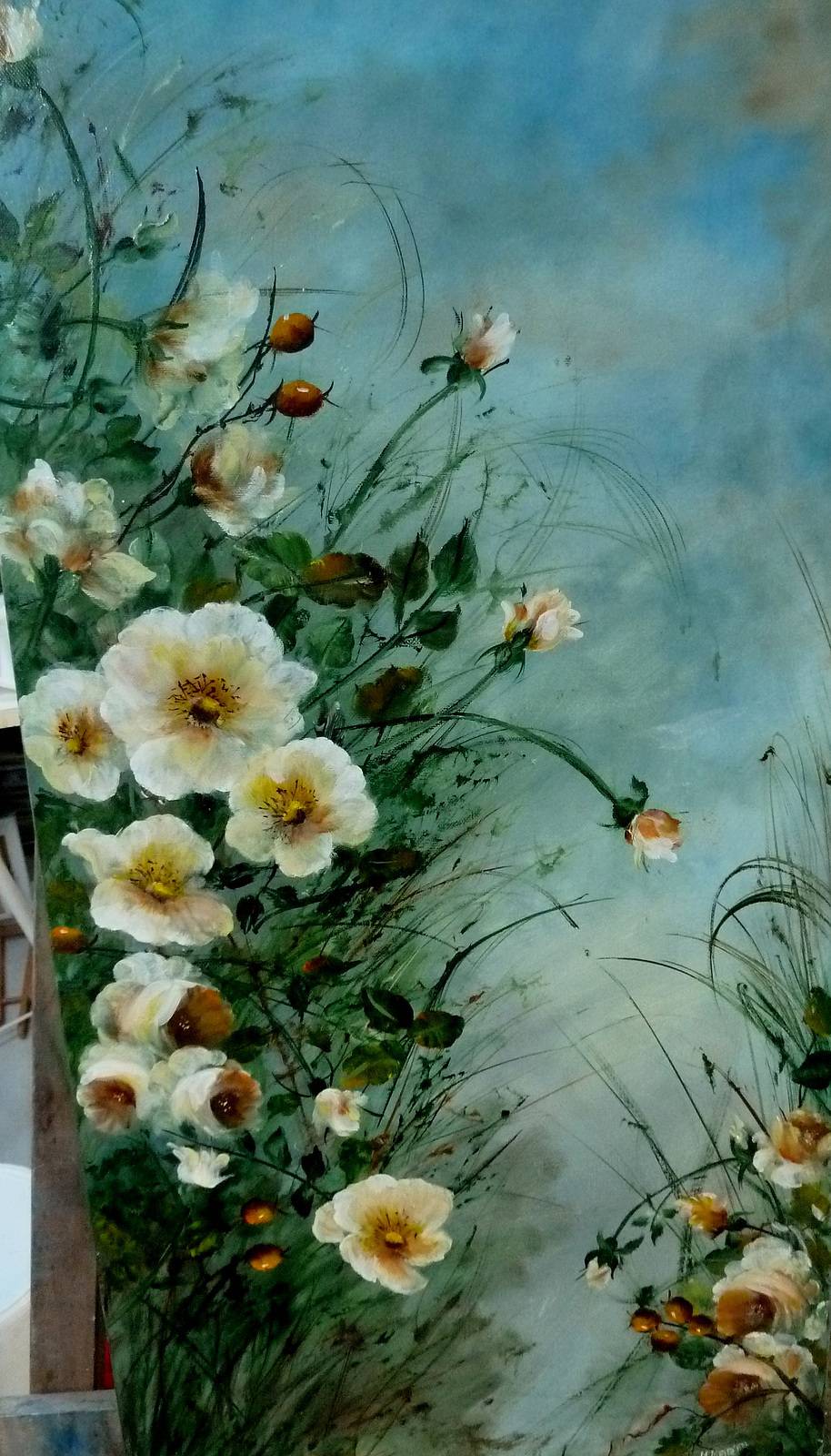 Diptyque de roses jaunes.  Monique Martin