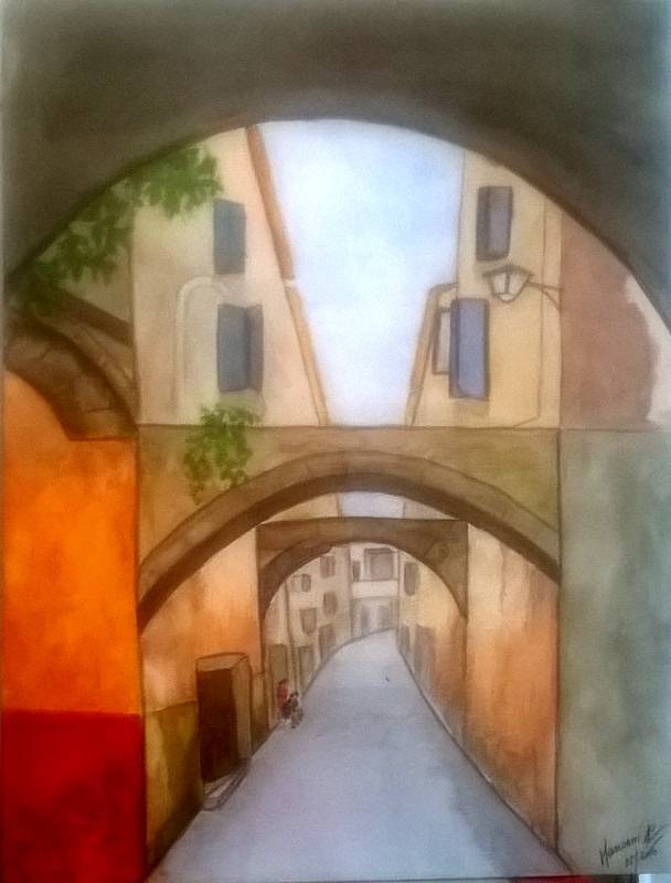 Rue Caudas à Sommière (Tarn). Nicole Courron Manonni