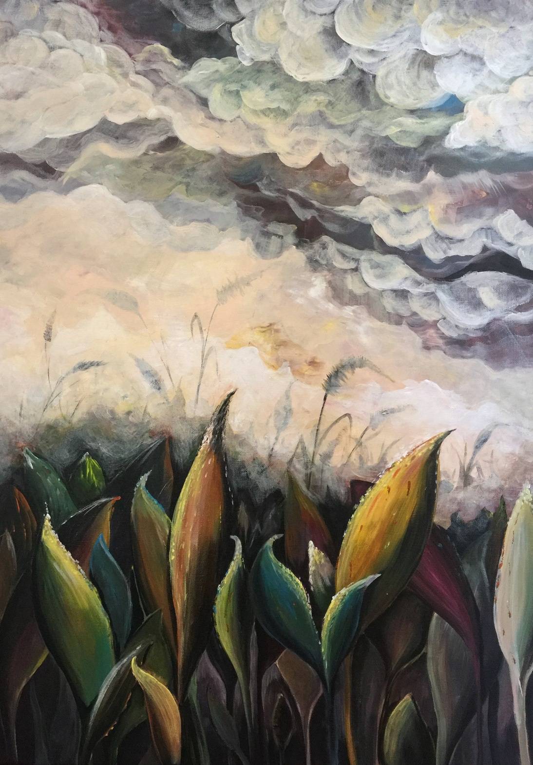 Autumn lily of the valley_ automne lys de la vallée_acrylic painting. 