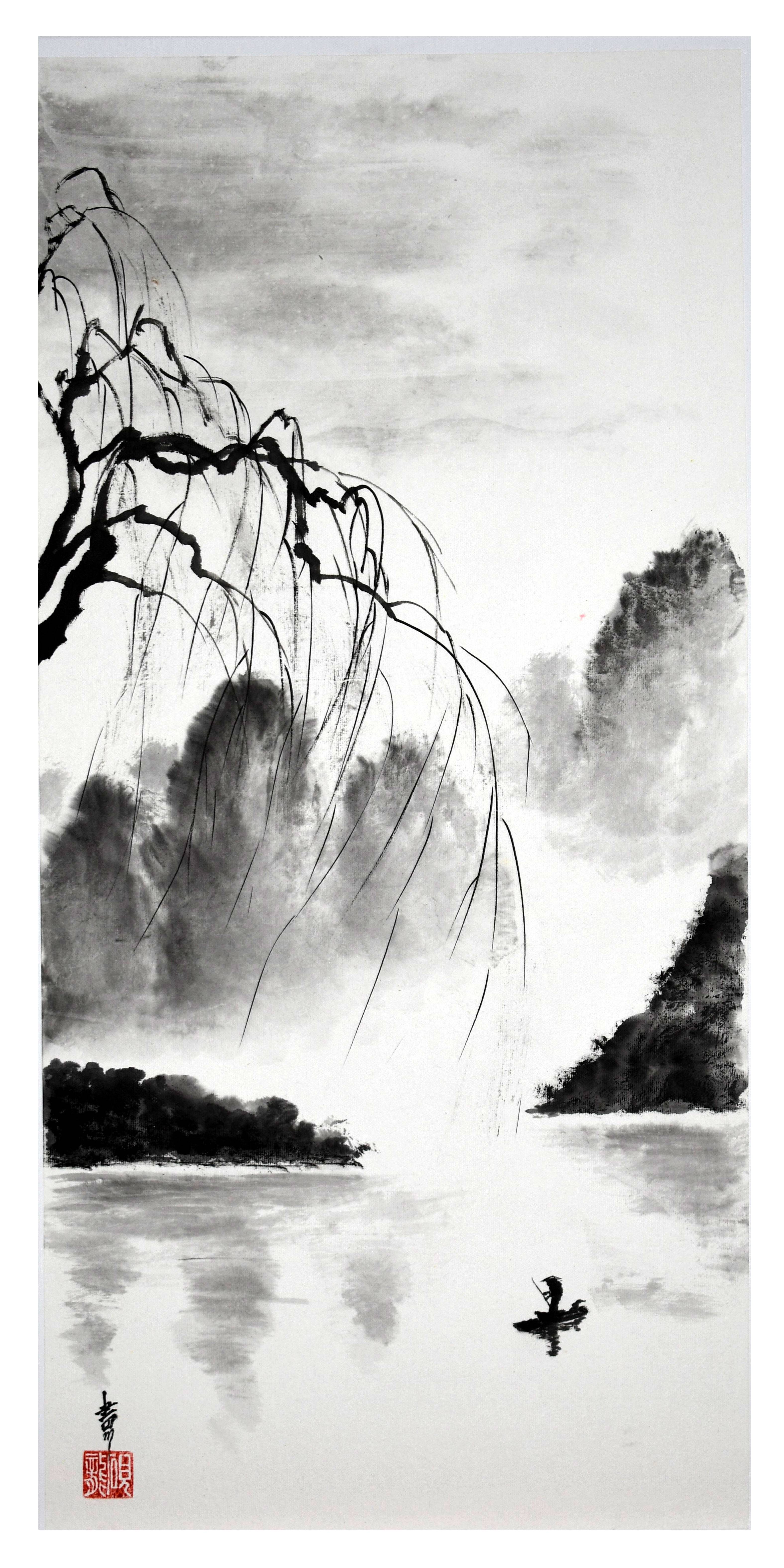 Paysage de Chine, sur la rivière Li. Encre-Zen Encre-Zen