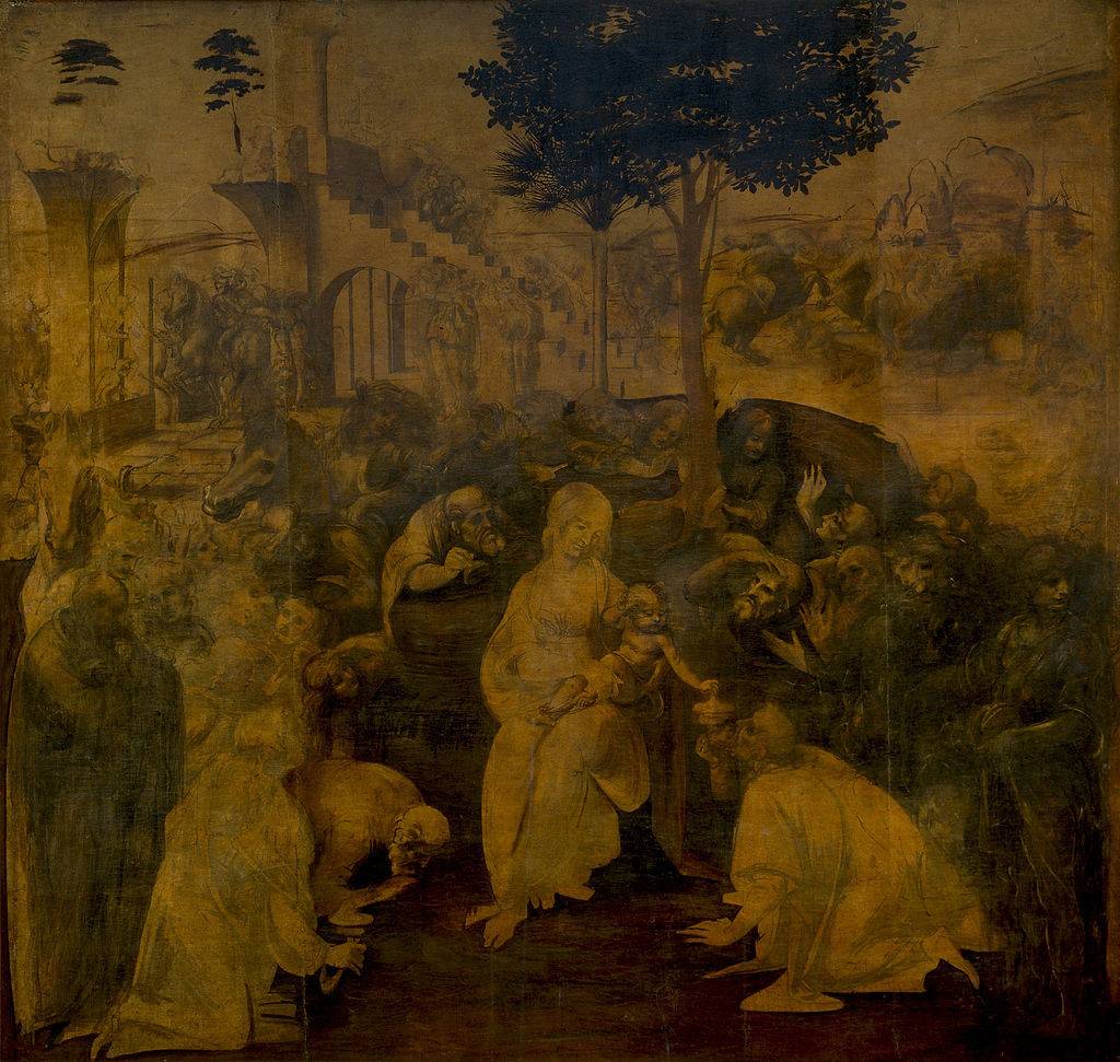 The Adoration of the Magi, (1481)—Uffizi.  Leonardo Da Vinci