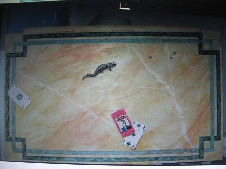 Dessus de bureau en trompe l'oeil. Zabée Mc Zabée Mc