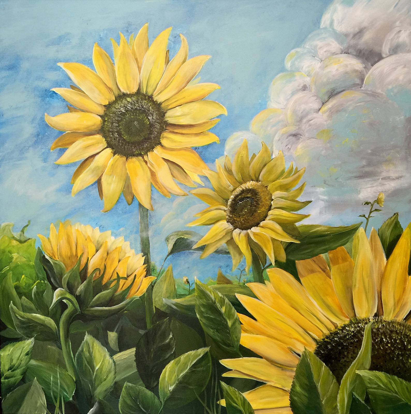 «Daughters of the Sun», acrylic on Canvas, sunflowers. 