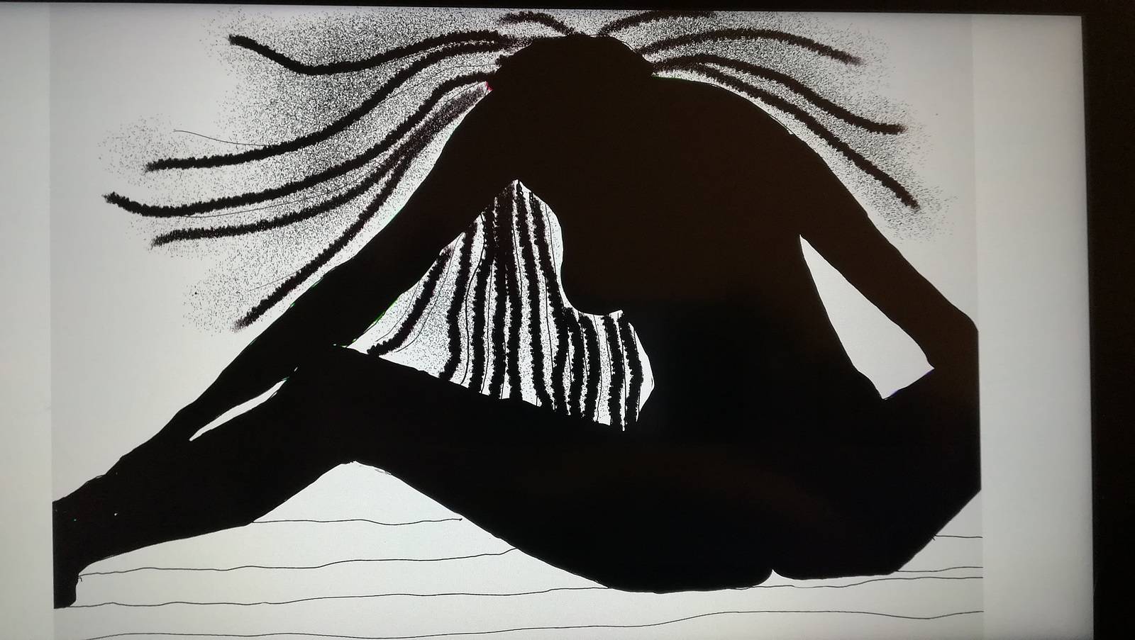 Fille assise de dos les jambes ouvertes. Jean-Jacques Copetta