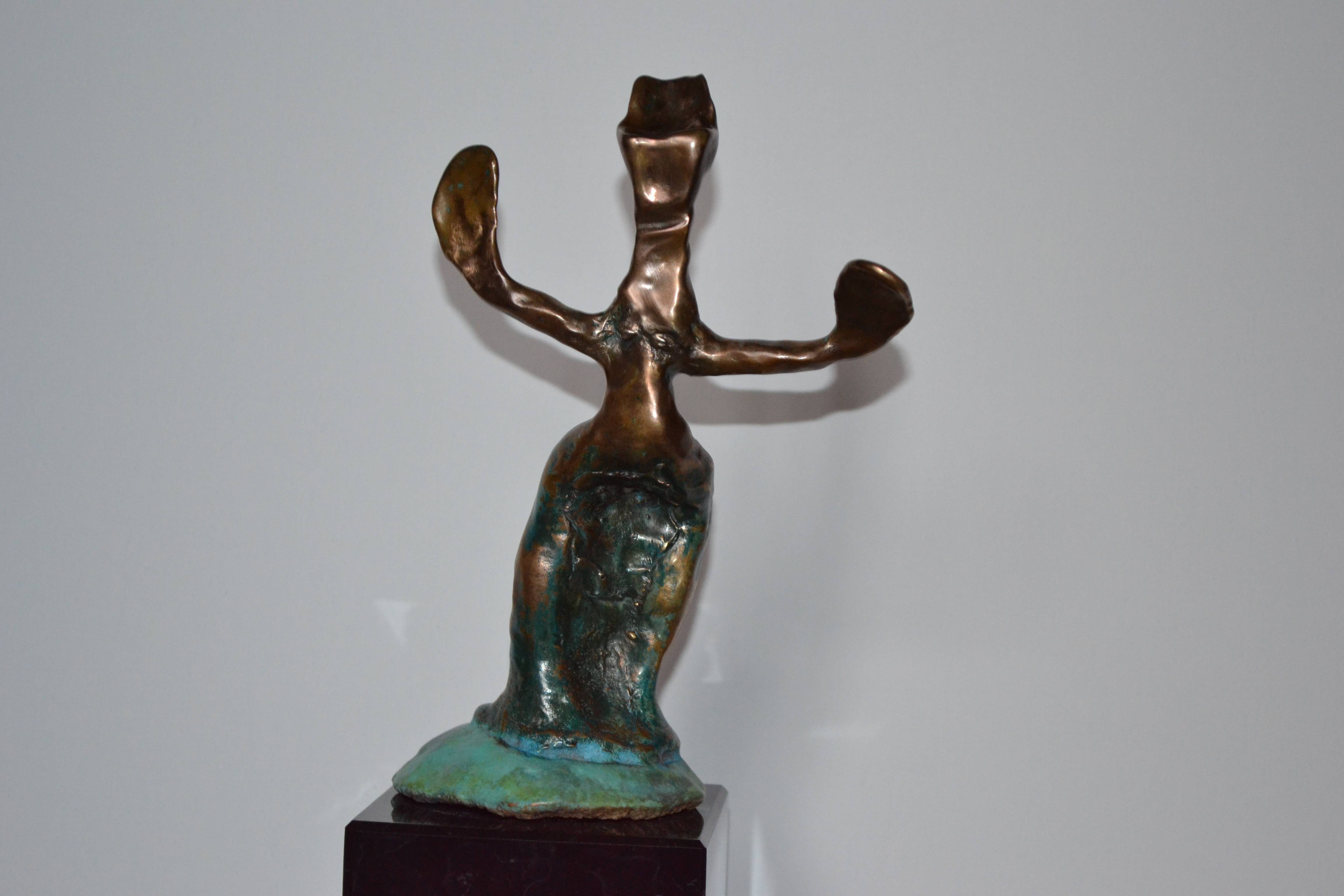 Sculpture bronze abstrait daté, signé Richardet et numéroté pu (Pièce Unique). 