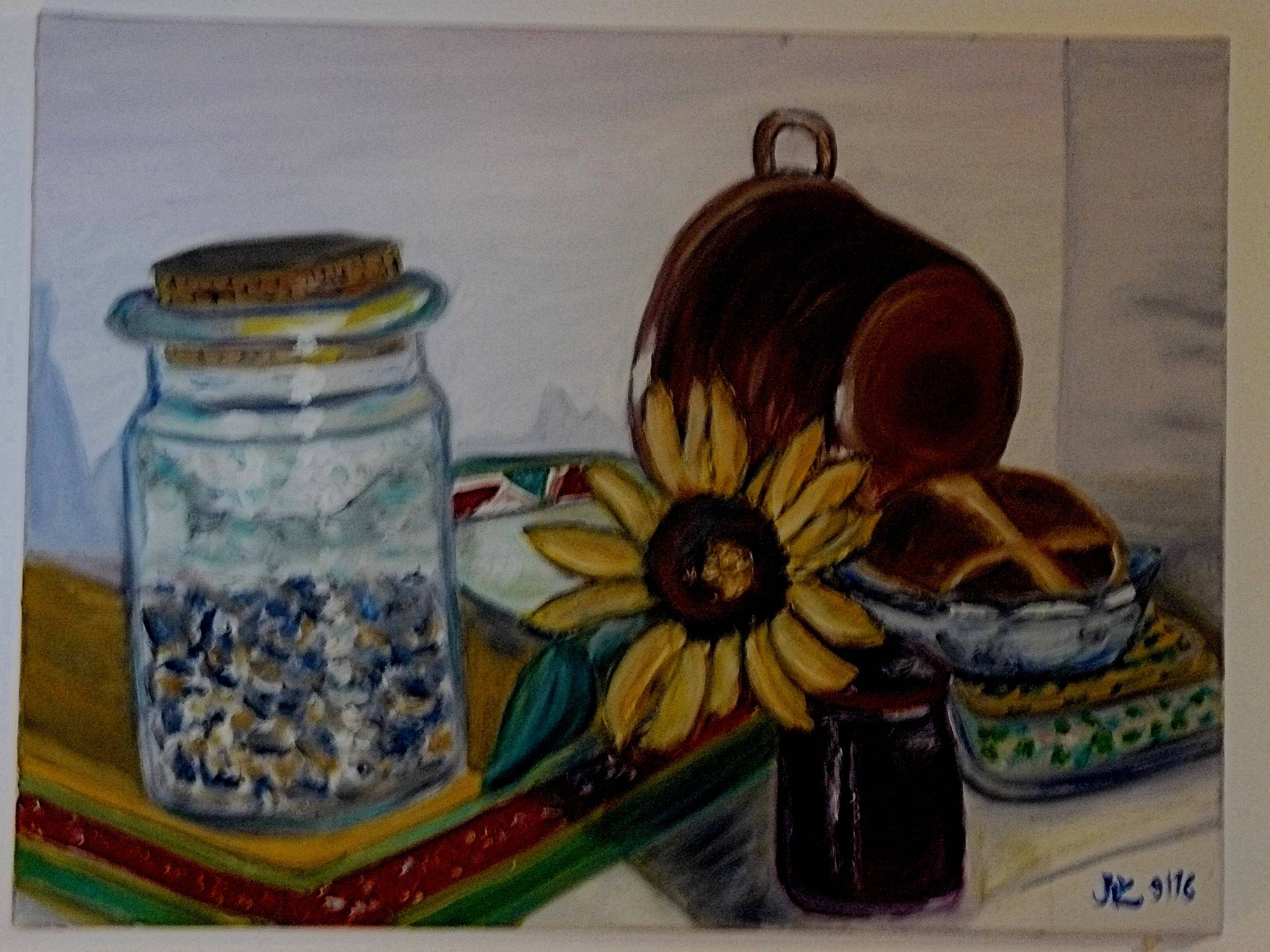 Nature Morte, le dessus du refrigerateur un jour d'été. Lippens Jean-Yves Jyl