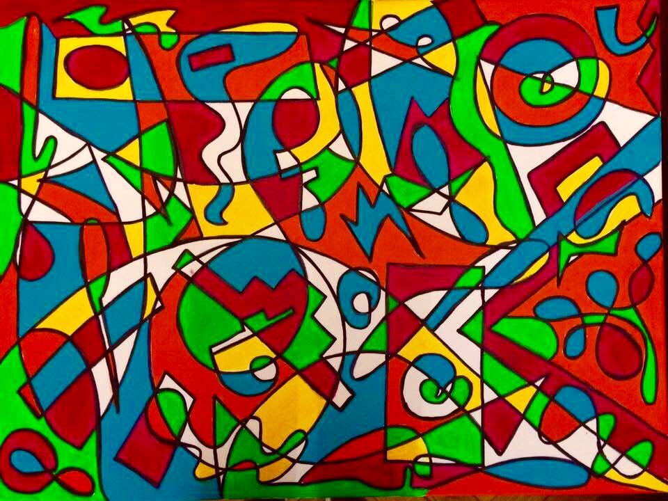 «Games» art moderne abstrait contemporain sur toile 80x 60 cm. Sandra Cremonese Xenart