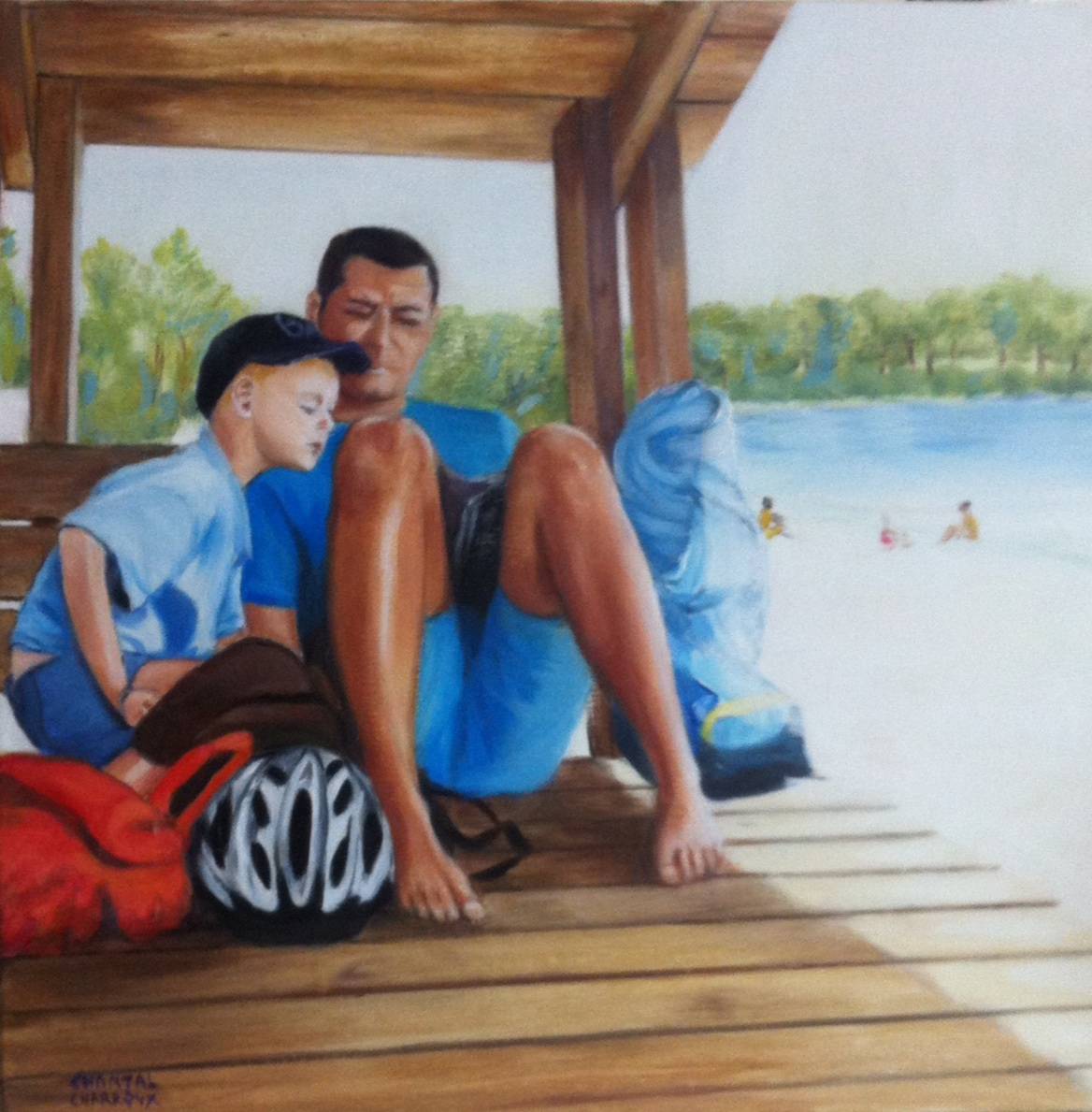 Yannick et Léo à la plage de Bombannes. Chantal Charroux