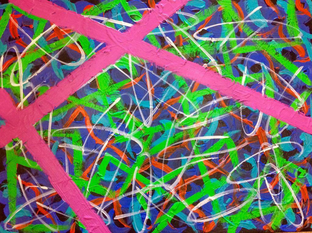 «From the window» art moderne abstrait contemporain acrylique sur toile 60x 80 c. Sandra Cremonese Xenart